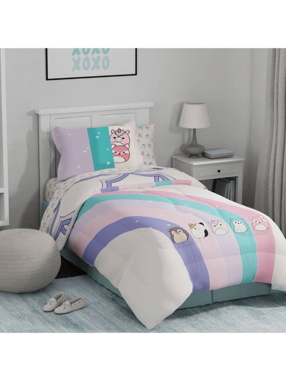 Original Squishmallows 2-Piece Twin Comforter Bed Set Morning Bird Pink Blue Cot - Picture 2 of 5